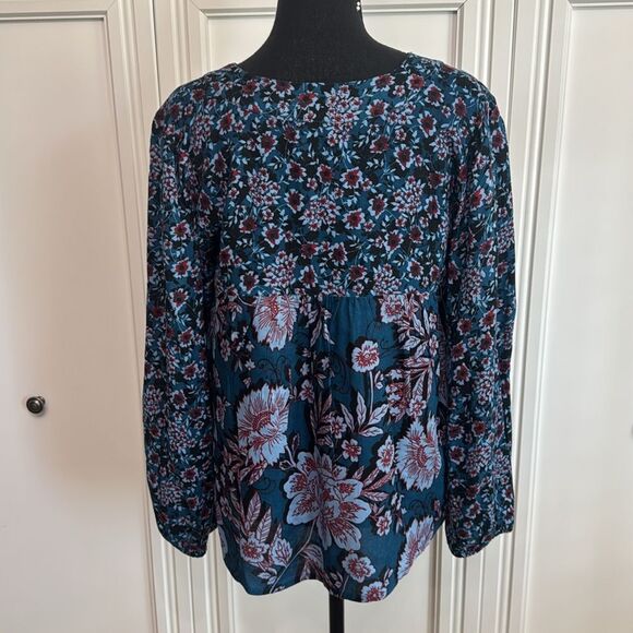 Band of the Free Blue‎ Floral Long Sleeve Blouse Relaxed Fit - Picture 4 of 6